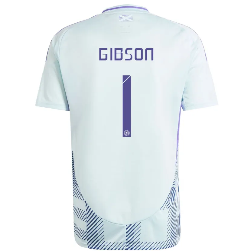 Danxen Bambino Maglia Scotland Lee Gibson #1 Blu Menta Chiaro Kit Gara Away 24-26 Maglietta