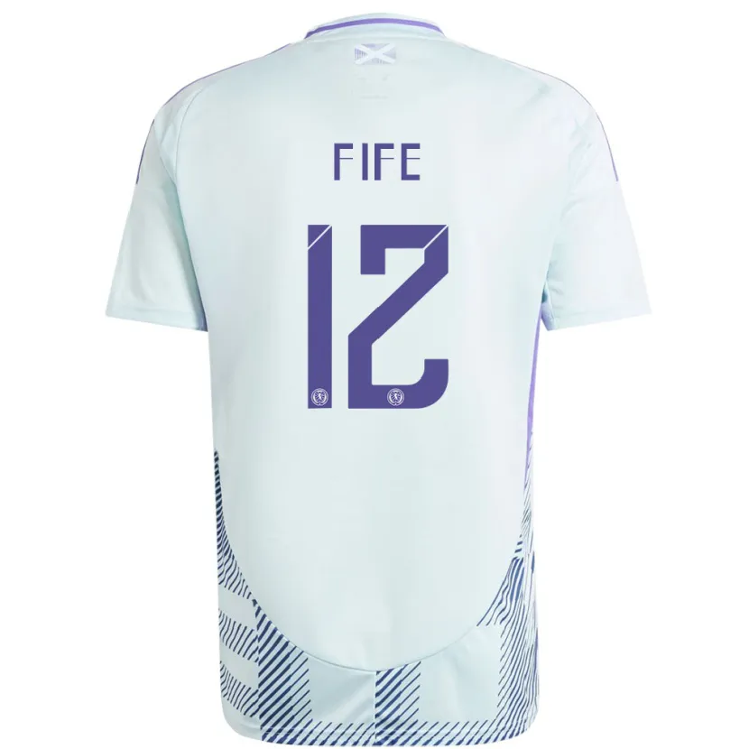 Danxen Bambino Maglia Scotland Jenna Fife #12 Blu Menta Chiaro Kit Gara Away 24-26 Maglietta