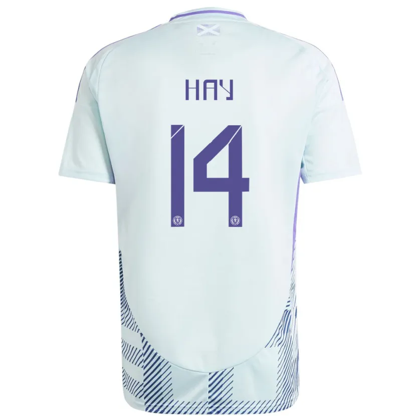 Danxen Bambino Maglia Scotland Brogan Hay #14 Blu Menta Chiaro Kit Gara Away 24-26 Maglietta