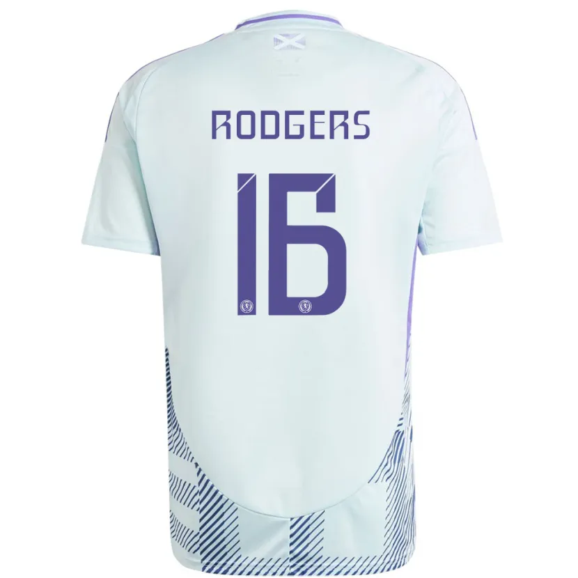 Danxen Bambino Maglia Scotland Amy Rodgers #16 Blu Menta Chiaro Kit Gara Away 24-26 Maglietta