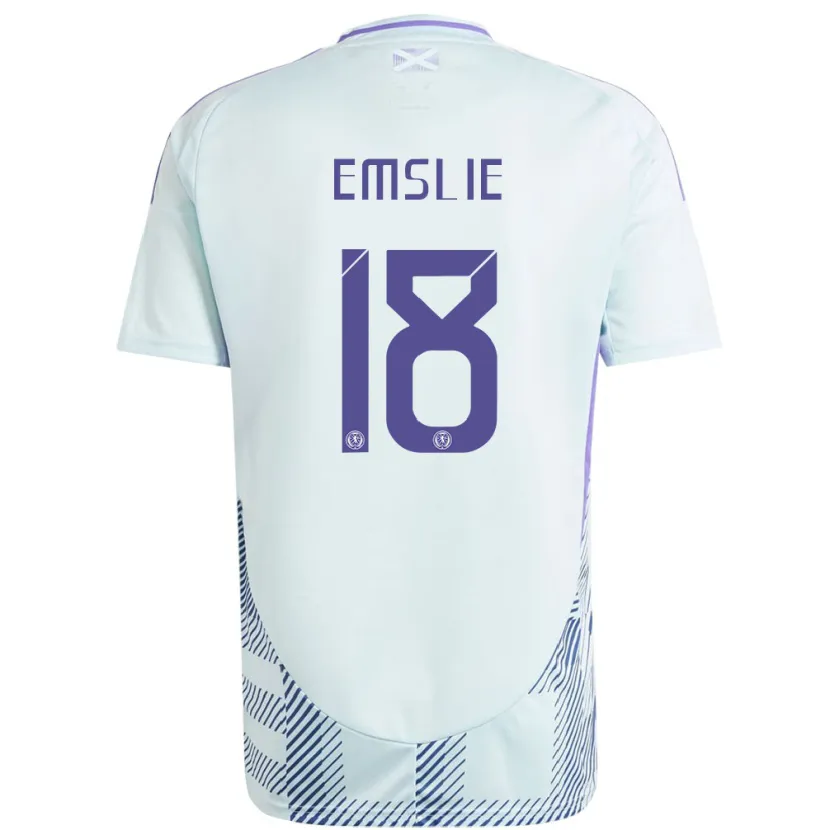 Danxen Bambino Maglia Scotland Claire Emslie #18 Blu Menta Chiaro Kit Gara Away 24-26 Maglietta