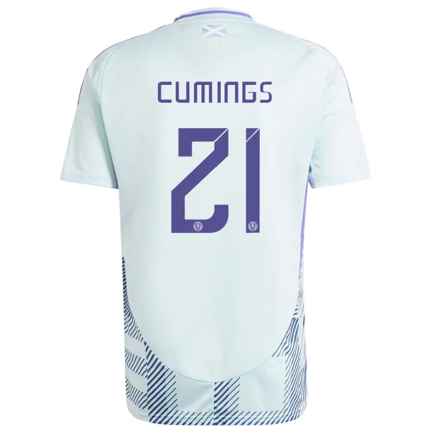 Danxen Bambino Maglia Scotland Eartha Cumings #21 Blu Menta Chiaro Kit Gara Away 24-26 Maglietta