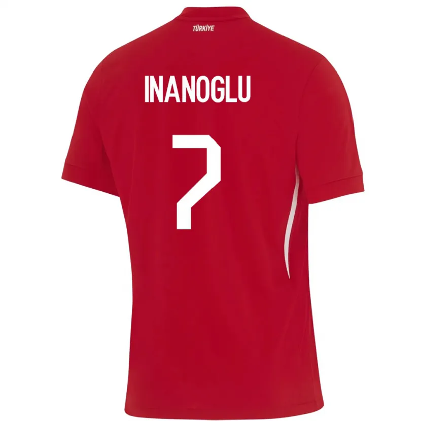 Danxen Bambino Maglia Turchia Kaan İnanoğlu #7 Rosso Kit Gara Away 24-26 Maglietta