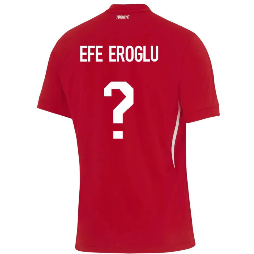 Danxen Bambino Maglia Turchia Cem Efe Eroğlu #0 Rosso Kit Gara Away 24-26 Maglietta