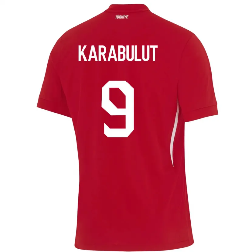 Danxen Bambino Maglia Turchia Arzu Karabulut #9 Rosso Kit Gara Away 24-26 Maglietta