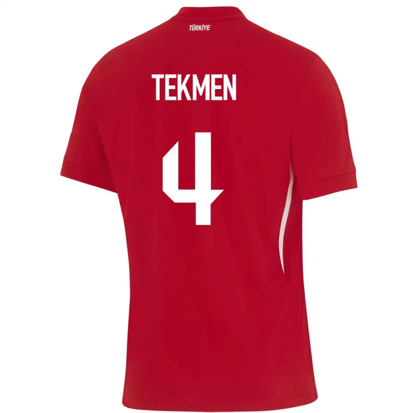 Danxen Bambino Maglia Turchia Ece Tekmen #4 Rosso Kit Gara Away 24-26 Maglietta