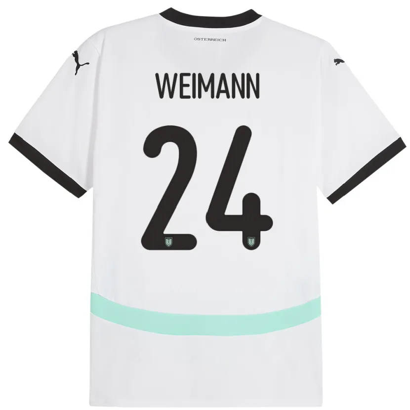Danxen Bambino Maglia Austria Andreas Weimann #24 Bianco Kit Gara Away 24-26 Maglietta