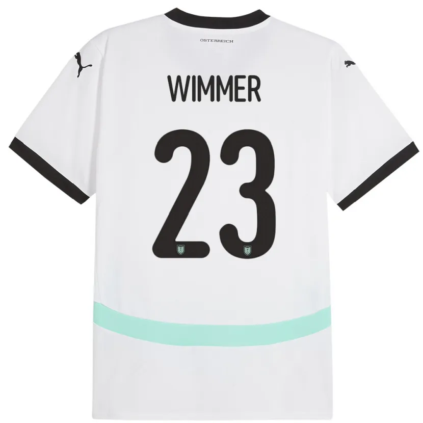 Danxen Bambino Maglia Austria Patrick Wimmer #23 Bianco Kit Gara Away 24-26 Maglietta