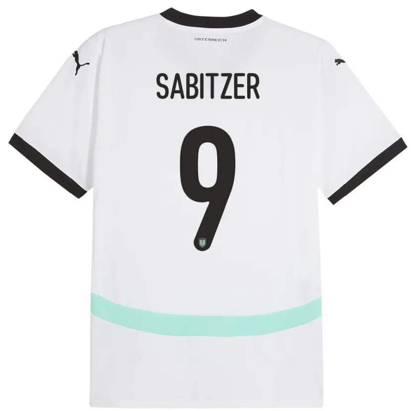 Danxen Bambino Maglia Austria Marcel Sabitzer #9 Bianco Kit Gara Away 24-26 Maglietta
