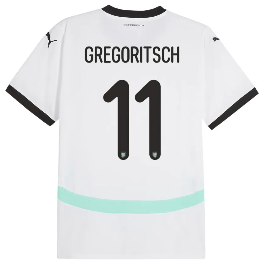 Danxen Bambino Maglia Austria Michael Gregoritsch #11 Bianco Kit Gara Away 24-26 Maglietta