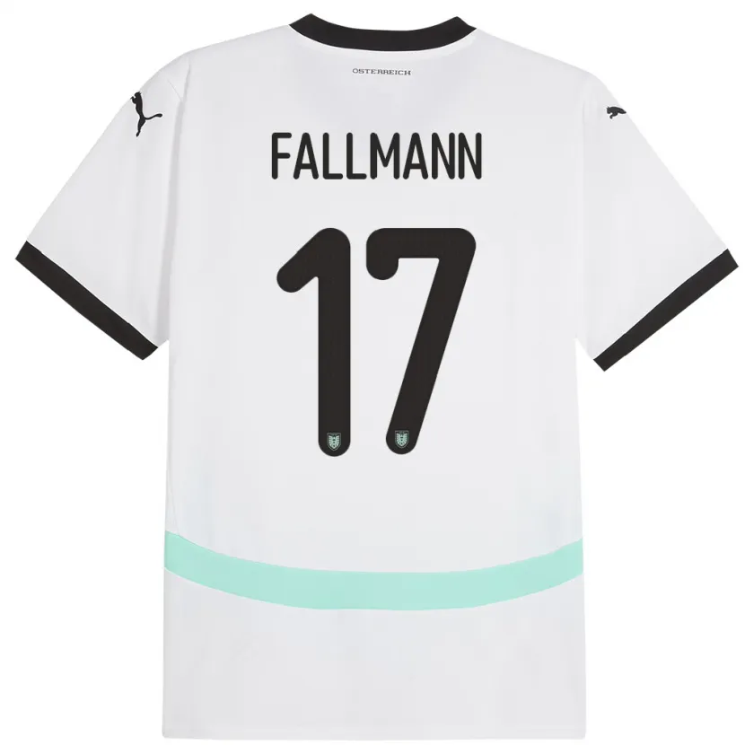 Danxen Bambino Maglia Austria Pascal Fallmann #17 Bianco Kit Gara Away 24-26 Maglietta