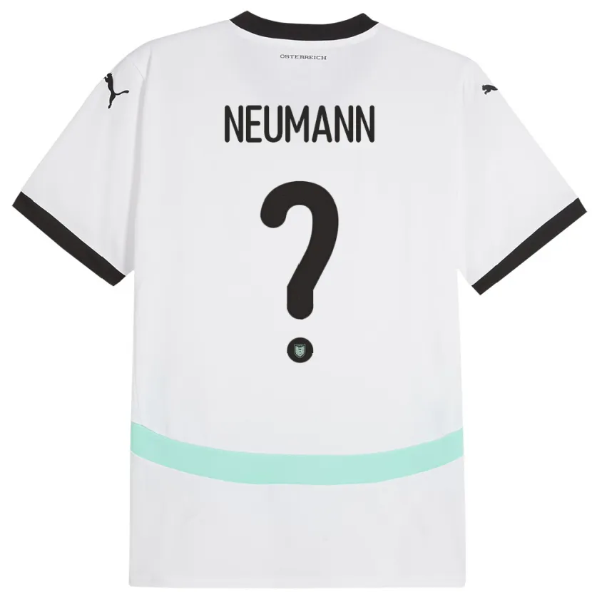 Danxen Bambino Maglia Austria Moritz Neumann #0 Bianco Kit Gara Away 24-26 Maglietta
