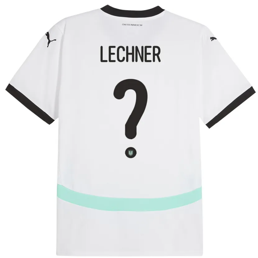 Danxen Bambino Maglia Austria Dominik Lechner #0 Bianco Kit Gara Away 24-26 Maglietta