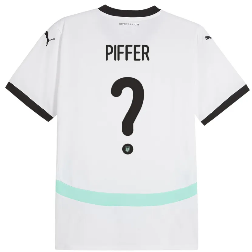 Danxen Bambino Maglia Austria Paul Piffer #0 Bianco Kit Gara Away 24-26 Maglietta