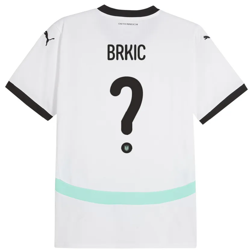 Danxen Bambino Maglia Austria Tarik Brkic #0 Bianco Kit Gara Away 24-26 Maglietta