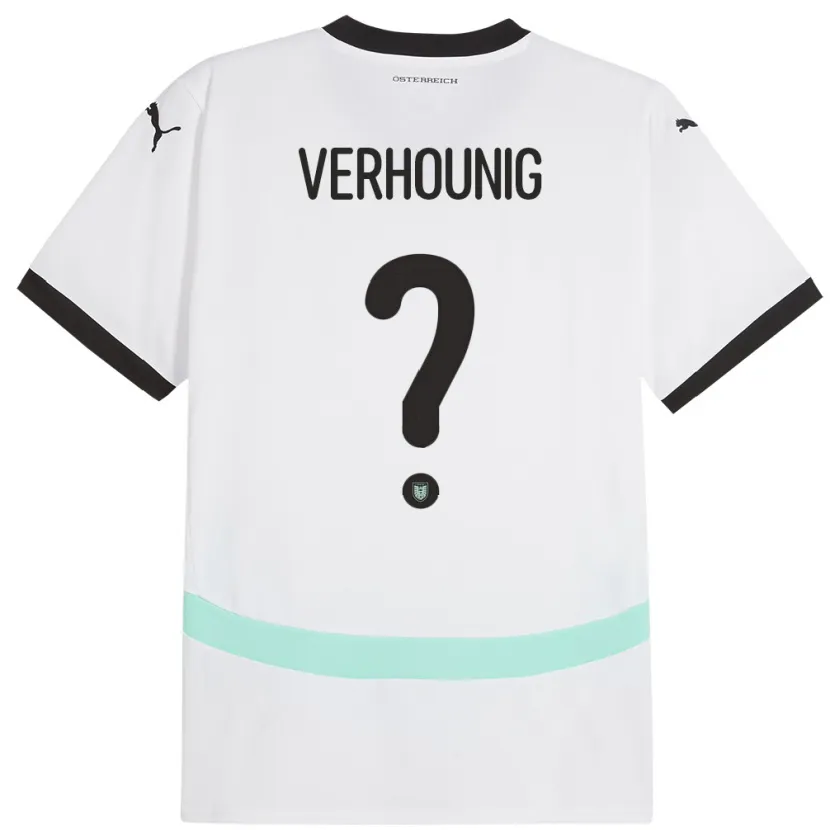 Danxen Bambino Maglia Austria Phillip Verhounig #0 Bianco Kit Gara Away 24-26 Maglietta