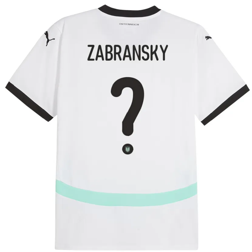 Danxen Bambino Maglia Austria Valentin Zabransky #0 Bianco Kit Gara Away 24-26 Maglietta