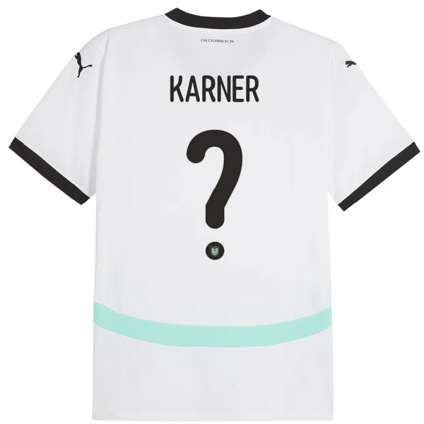 Danxen Bambino Maglia Austria Jan Karner #0 Bianco Kit Gara Away 24-26 Maglietta