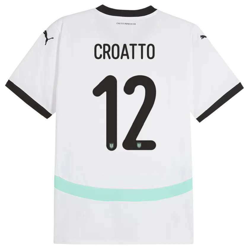 Danxen Bambino Maglia Austria Michela Croatto #12 Bianco Kit Gara Away 24-26 Maglietta
