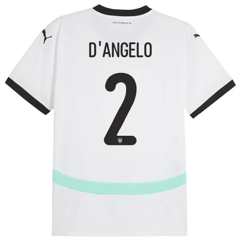 Danxen Bambino Maglia Austria Chiara D’angelo #2 Bianco Kit Gara Away 24-26 Maglietta