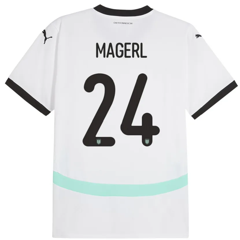 Danxen Bambino Maglia Austria Julia Magerl #24 Bianco Kit Gara Away 24-26 Maglietta