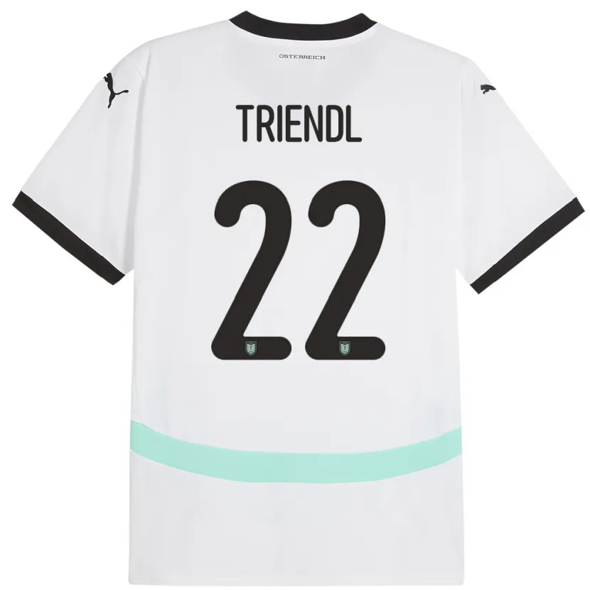 Danxen Bambino Maglia Austria Lena Triendl #22 Bianco Kit Gara Away 24-26 Maglietta