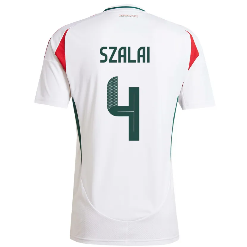 Danxen Bambino Maglia Ungheria Attila Szalai #4 Bianco Kit Gara Away 24-26 Maglietta