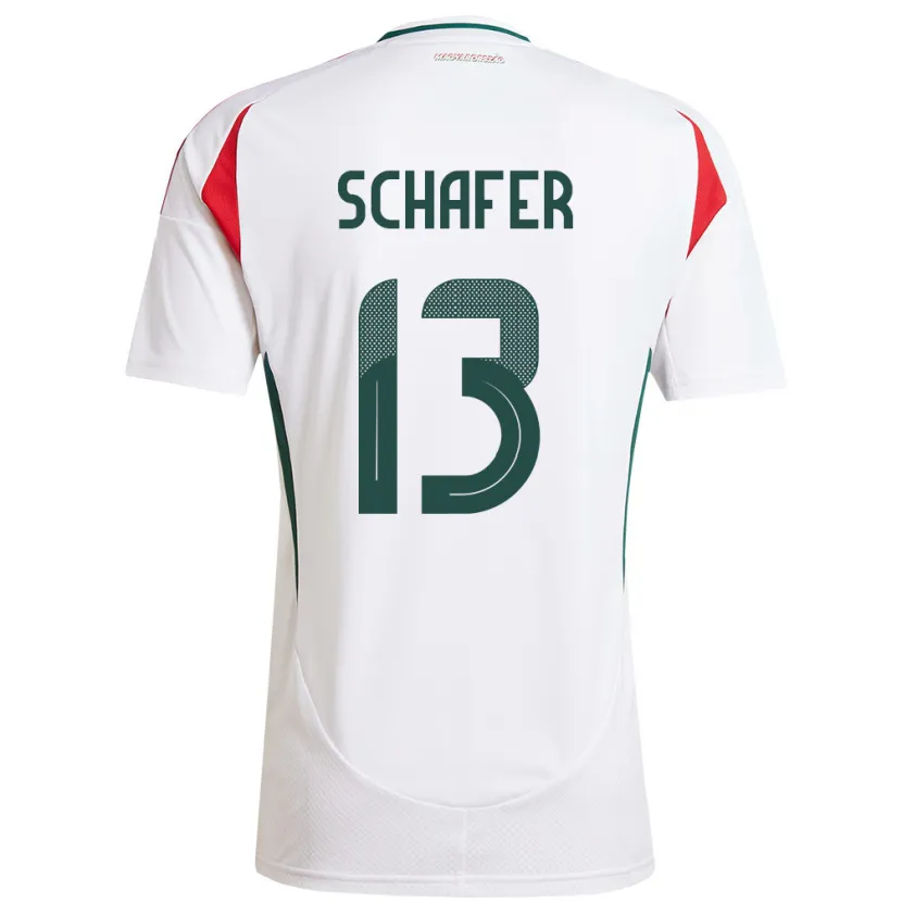 Danxen Bambino Maglia Ungheria András Schäfer #13 Bianco Kit Gara Away 24-26 Maglietta
