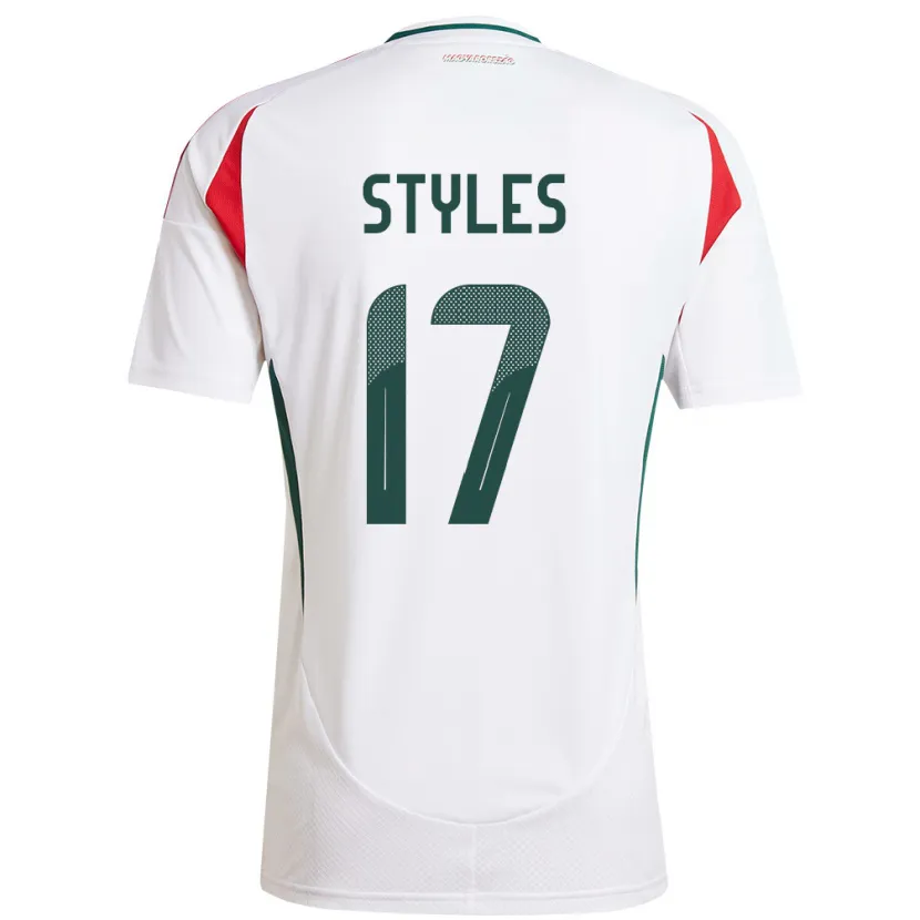 Danxen Bambino Maglia Ungheria Callum Styles #17 Bianco Kit Gara Away 24-26 Maglietta