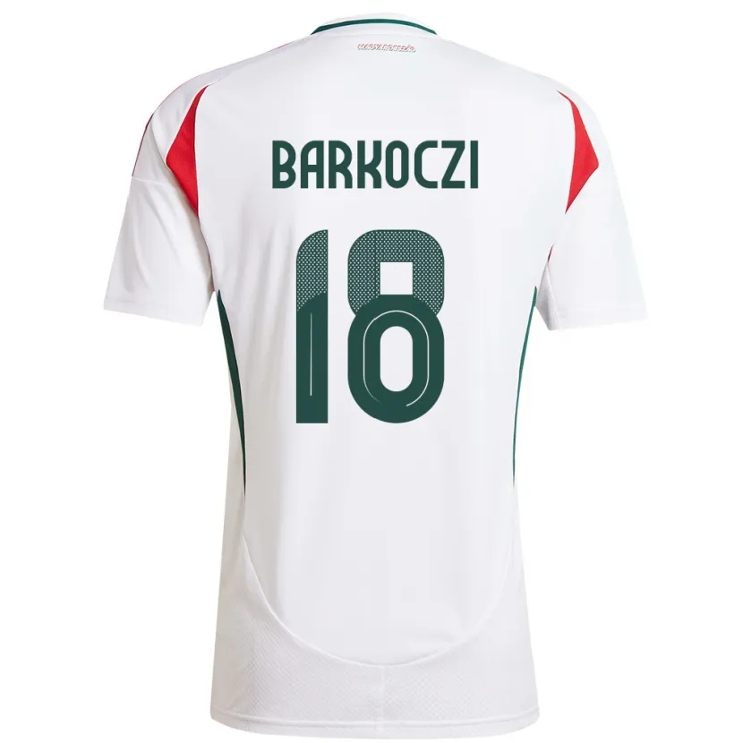 Danxen Bambino Maglia Ungheria Barnabás Barkóczi #18 Bianco Kit Gara Away 24-26 Maglietta