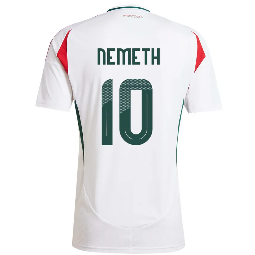 Danxen Bambino Maglia Ungheria Hunor Németh #10 Bianco Kit Gara Away 24-26 Maglietta