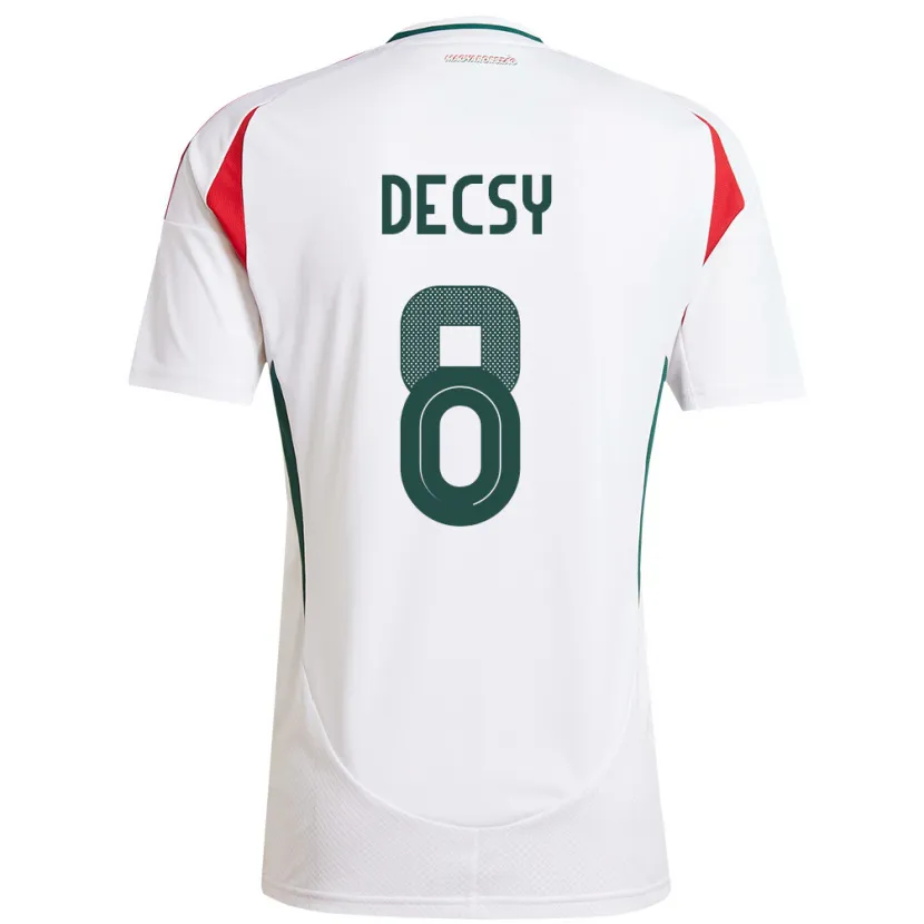 Danxen Bambino Maglia Ungheria Ádám Décsy #8 Bianco Kit Gara Away 24-26 Maglietta