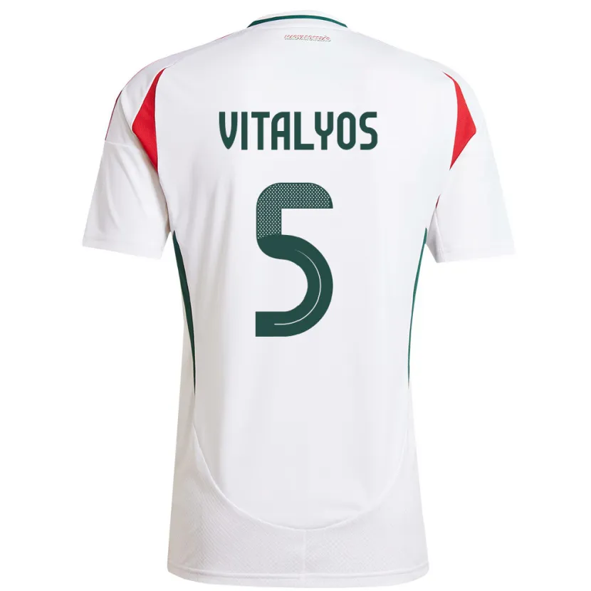 Danxen Bambino Maglia Ungheria Viktor Vitályos #5 Bianco Kit Gara Away 24-26 Maglietta