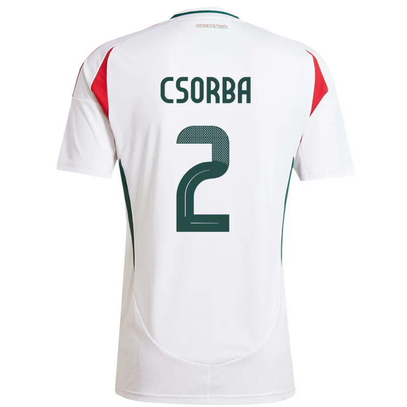 Danxen Bambino Maglia Ungheria Dominik Csorba #2 Bianco Kit Gara Away 24-26 Maglietta
