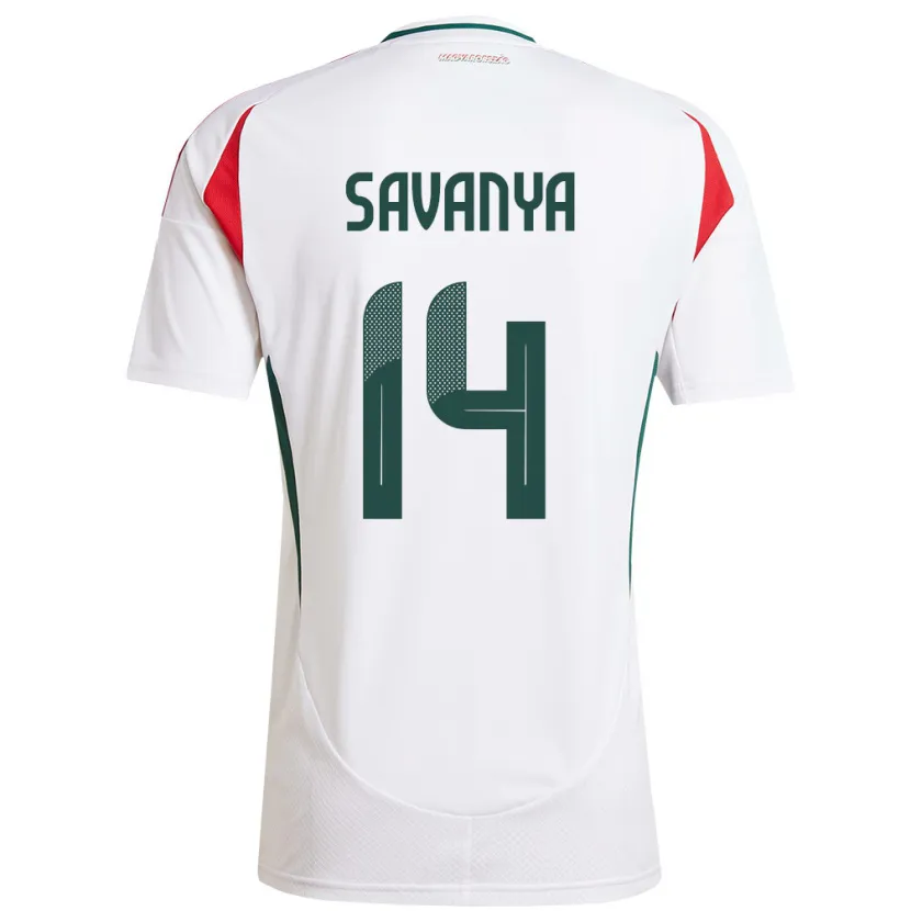 Danxen Bambino Maglia Ungheria Csilla Savanya #14 Bianco Kit Gara Away 24-26 Maglietta
