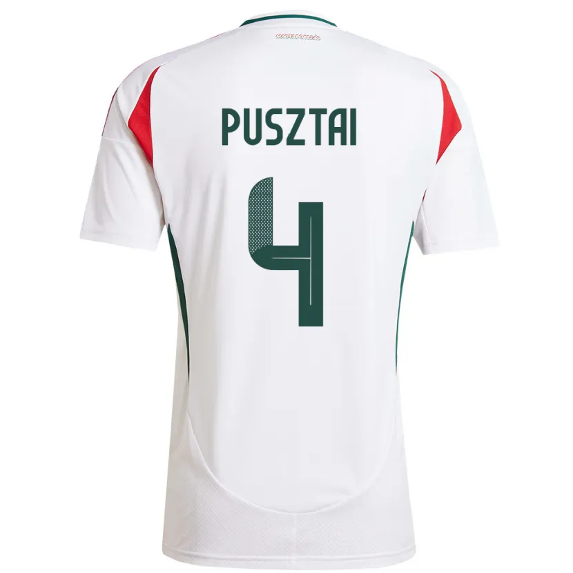 Danxen Bambino Maglia Ungheria Sára Pusztai #4 Bianco Kit Gara Away 24-26 Maglietta