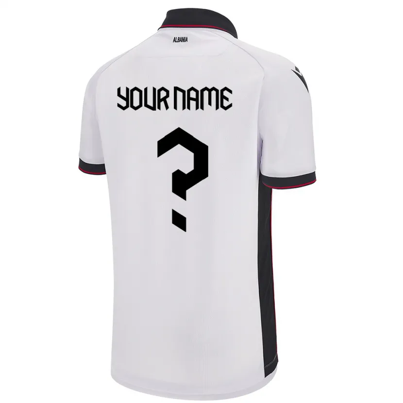 Danxen Bambino Maglia Albania Il Tuo Nome #0 Bianco Kit Gara Away 24-26 Maglietta
