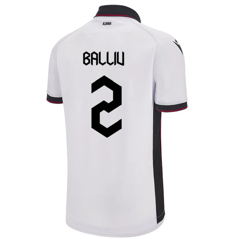 Danxen Bambino Maglia Albania Iván Balliu #2 Bianco Kit Gara Away 24-26 Maglietta