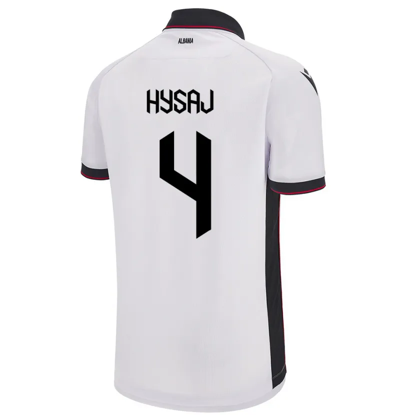 Danxen Bambino Maglia Albania Elseid Hysaj #4 Bianco Kit Gara Away 24-26 Maglietta