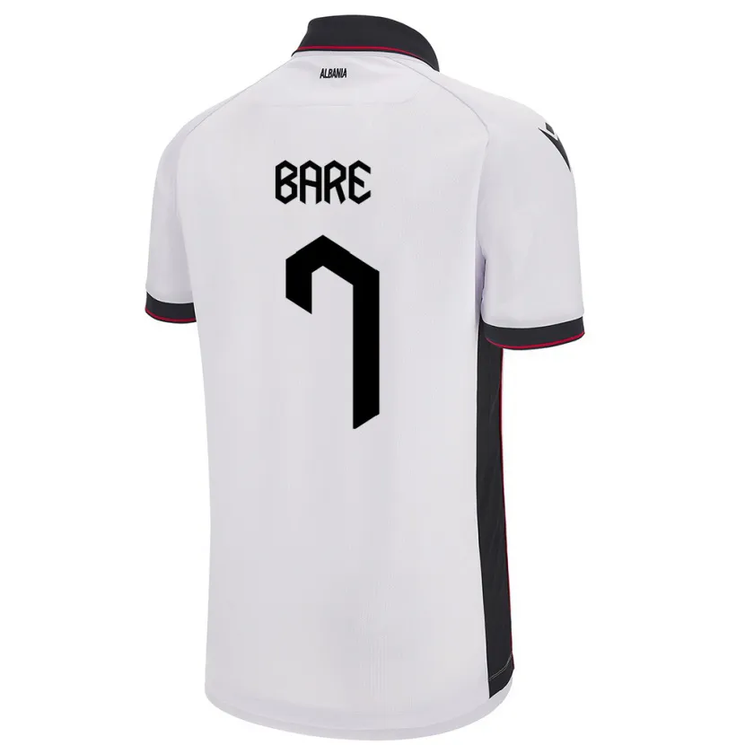 Danxen Bambino Maglia Albania Keidi Bare #7 Bianco Kit Gara Away 24-26 Maglietta
