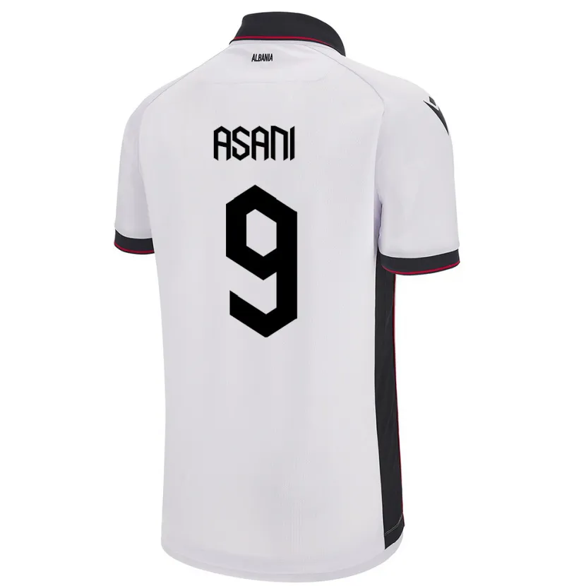 Danxen Bambino Maglia Albania Jasir Asani #9 Bianco Kit Gara Away 24-26 Maglietta