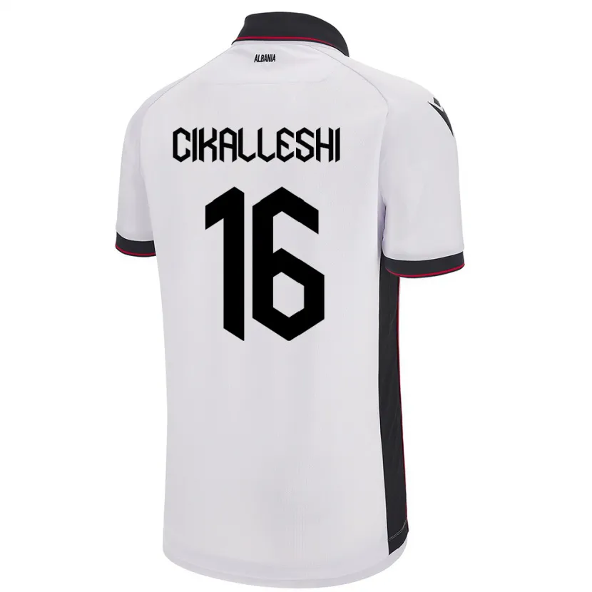 Danxen Bambino Maglia Albania Sokol Cikalleshi #16 Bianco Kit Gara Away 24-26 Maglietta