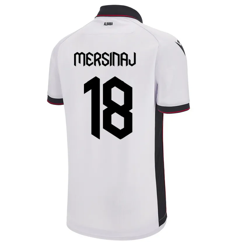 Danxen Bambino Maglia Albania Jon Mersinaj #18 Bianco Kit Gara Away 24-26 Maglietta