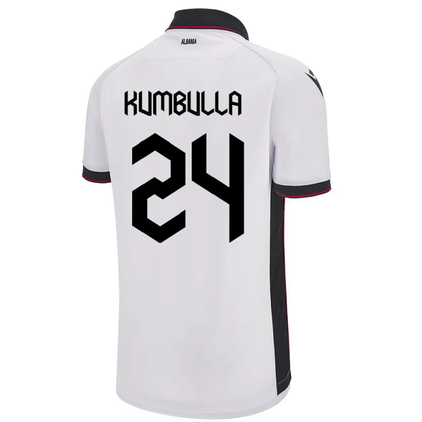 Danxen Bambino Maglia Albania Marash Kumbulla #24 Bianco Kit Gara Away 24-26 Maglietta