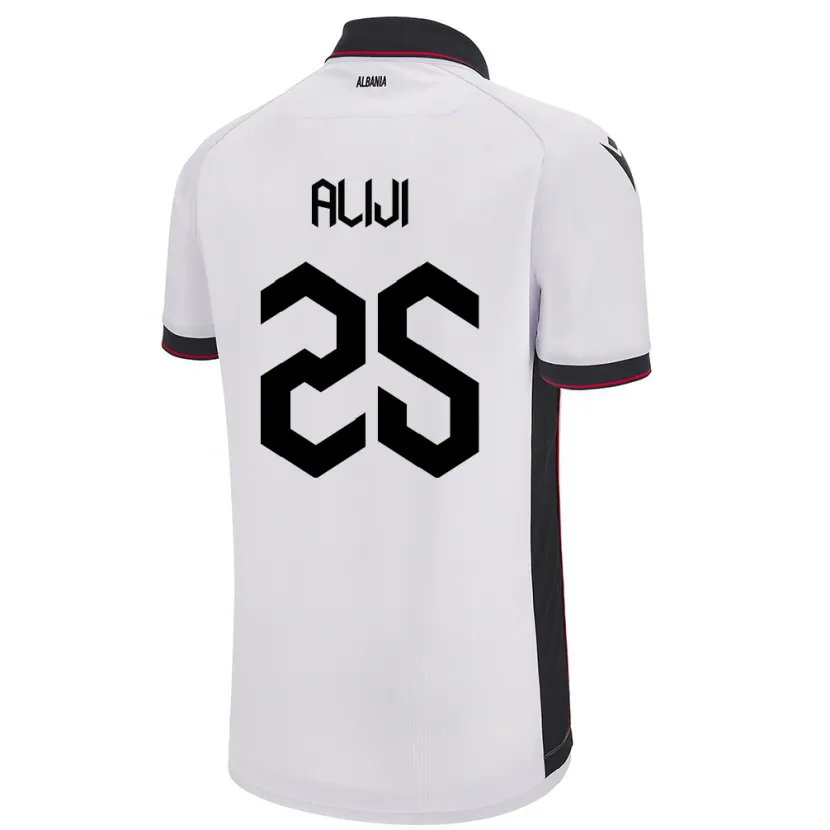Danxen Bambino Maglia Albania Naser Aliji #25 Bianco Kit Gara Away 24-26 Maglietta