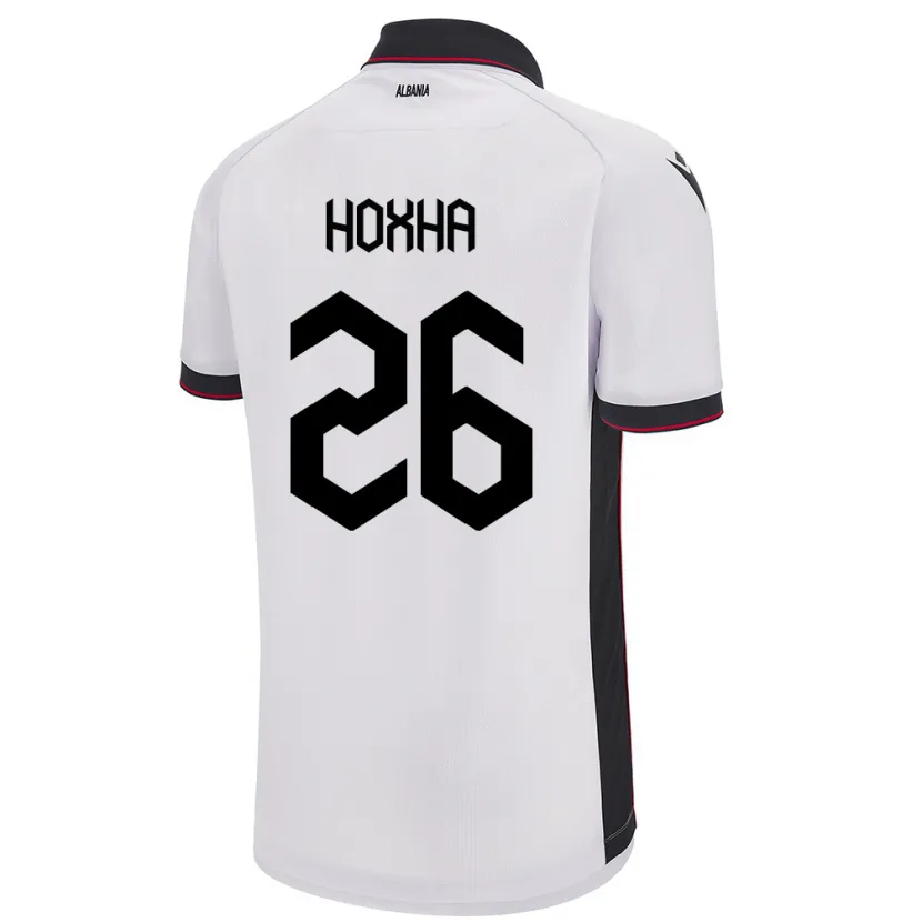 Danxen Bambino Maglia Albania Arbër Hoxha #26 Bianco Kit Gara Away 24-26 Maglietta