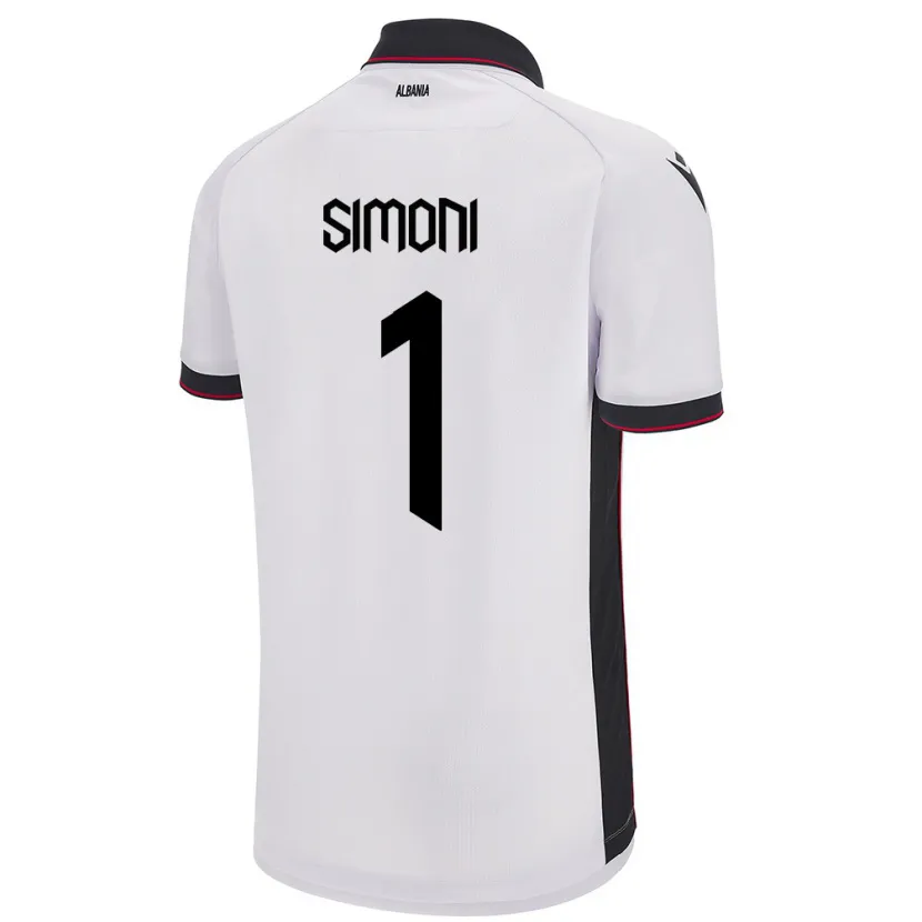 Danxen Bambino Maglia Albania Simon Simoni #1 Bianco Kit Gara Away 24-26 Maglietta
