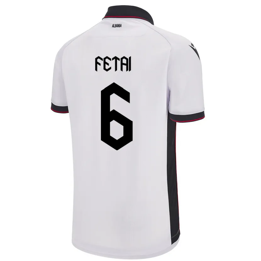 Danxen Bambino Maglia Albania Feta Fetai #6 Bianco Kit Gara Away 24-26 Maglietta