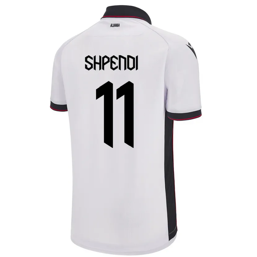 Danxen Bambino Maglia Albania Stiven Shpendi #11 Bianco Kit Gara Away 24-26 Maglietta