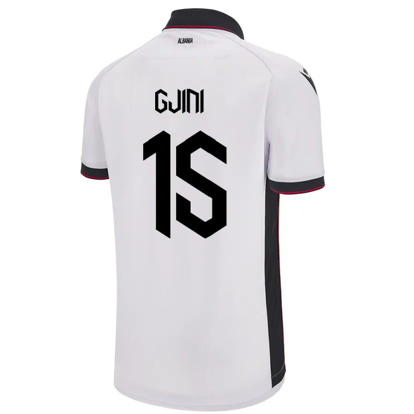 Danxen Bambino Maglia Albania Elmando Gjini #15 Bianco Kit Gara Away 24-26 Maglietta